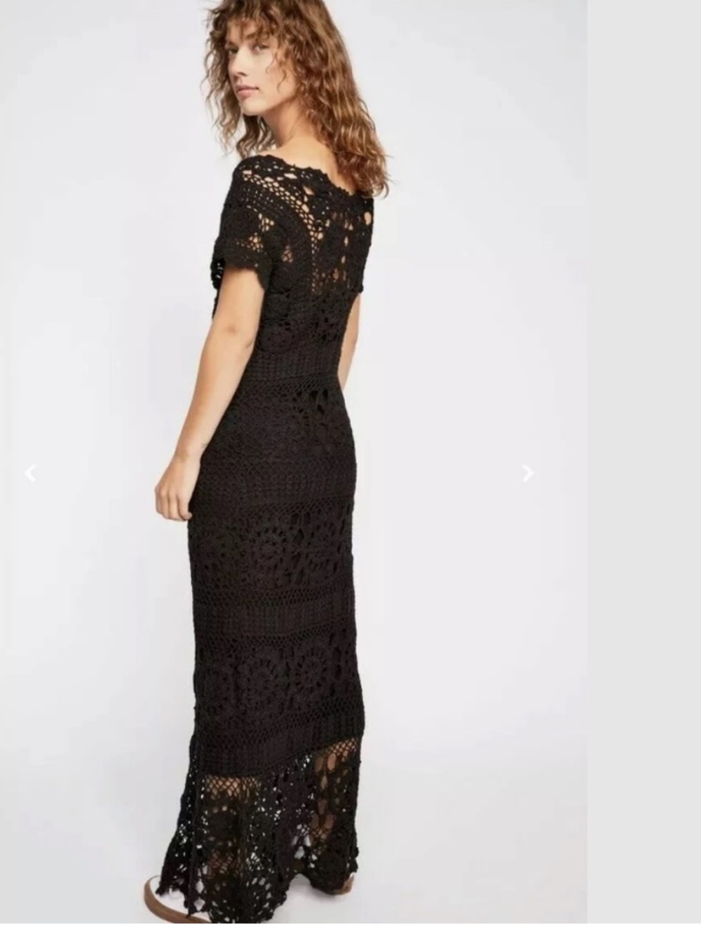 Free People Fairytale Forest Black Crochet Maxi Dress. Small - Picture 3 of 17